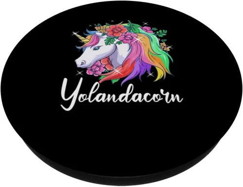 Vista 2 de Lindo Yolandacorn con nombre personalizado de unicornio Yolanda PopSockets Standard PopGrip