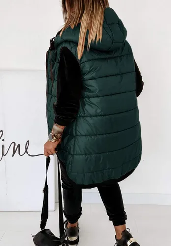 Vista 3 de Kaxindeb Chaleco con capucha para mujer, ligero, con cremallera, acolchado, con bolsillos