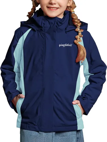 Vista 7 de Chaqueta de esquí impermeable para niñas, chaqueta de snowboard para exteriores, resistente al viento, con forro polar, abrigo de nieve cálido
