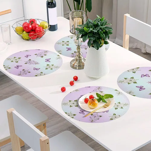 Vista 6 de Purple Butterflies Gradient Table Placemat, Washable Non Slip Heat Resistant Placemats for Kitchen one sizex1
