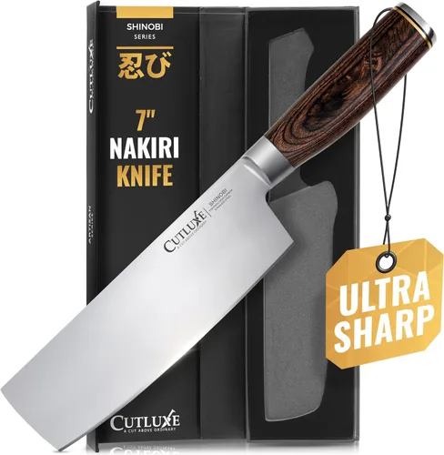 Vista 9 de Cutluxe Cuchillo Nakiri, cuchillo vegetal de 7 pulgadas para picar, cortar