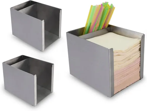 Vista 6 de BARsics Soporte de barra de acero inoxidable con 2 compartimentos para servilletas, accesorios