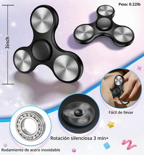Vista 3 de ATESSON Fidget Spinner Juguete Ultra Duradero de Acero Inoxidable Rodamiento de Alta Velocidad Giros de Precisión Material de Metal Mano Spinner