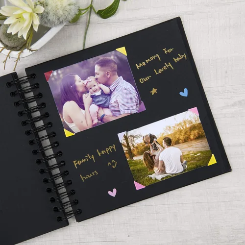 Vista 3 de Álbum de fotos pequeño DIY para manualidades de 8 x 8 pulgadas con foto de portada, 80 páginas, tapa dura, papel para manualidades, álbum de fotos