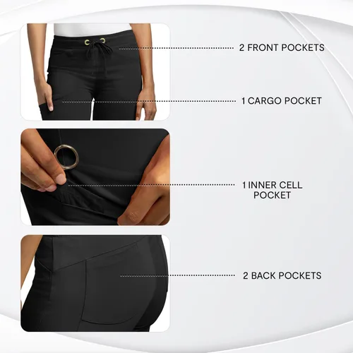 Vista 6 de Olive & Co. Pantalones médicos para mujer - Negro
