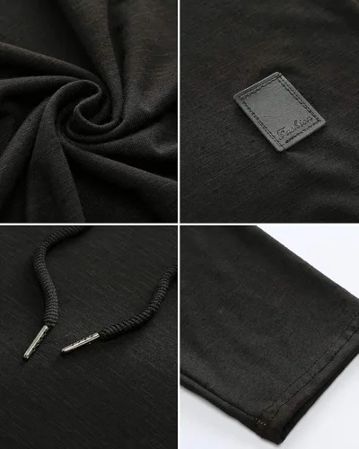 Vista 5 de Moderna sudadera deportiva de vellón con capucha, para hombres, jersey de lana unicolor sin botones.
