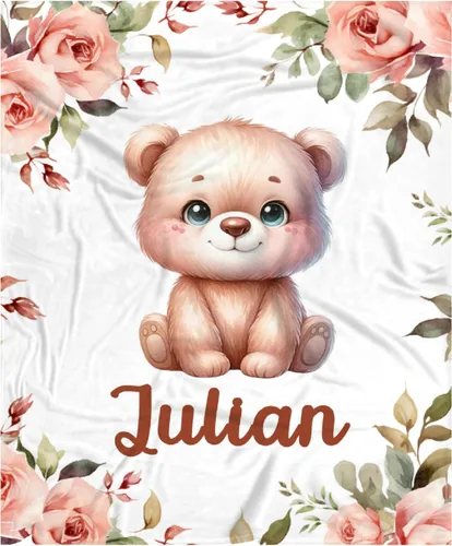 Vista 49 de Manta de bebé personalizada para niñas y niños pequeños, recién nacidos, regalos personalizados de vaca floral con nombre y texto, 40 x 30 pulgadas
