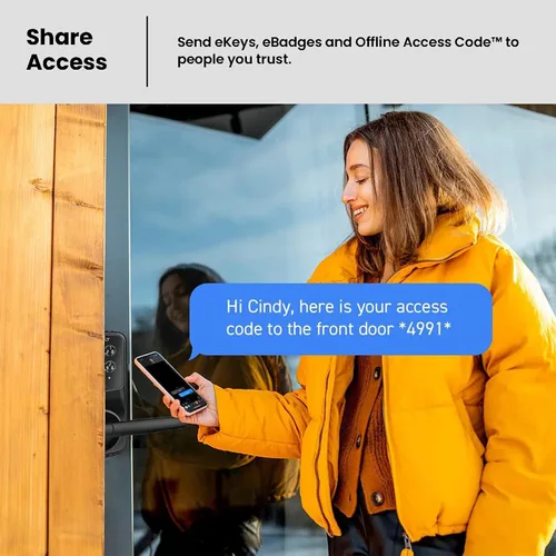 Vista 6 de Lockly Secure Plus, cerradura de puerta inteligente Bluetooth, cerradura de puerta de entrada sin llave con asa, teclado PIN Genie®, sensor