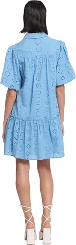 Vista 3 de Donna Morgan Vestido camisero con botones y dobladillo con volantes para mujer
