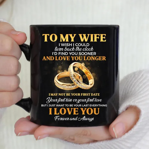 Vista 3 de TODOLIA -Taza de café con texto en inglés «To My Wife I Love You», regalo de taza de café para esposa del marido, taza de aniversario de boda