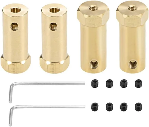 Vista 4 de uxcell Acoplador hexagonal de 0.118 in con motor de orificio hexagonal de latón acoplamiento flexible para ruedas de automóvil, neumáticos, motor