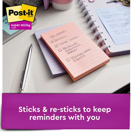 Vista 3 de Post-it notas superadhesivas, 5 x 8 pulgadas