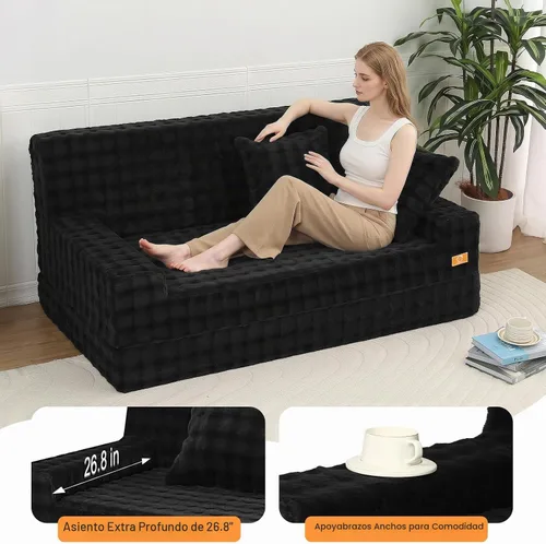 Vista 5 de MeMoreCool Sofá cama sin hueso de 59 pulgadas, sofá de pana de burbujas