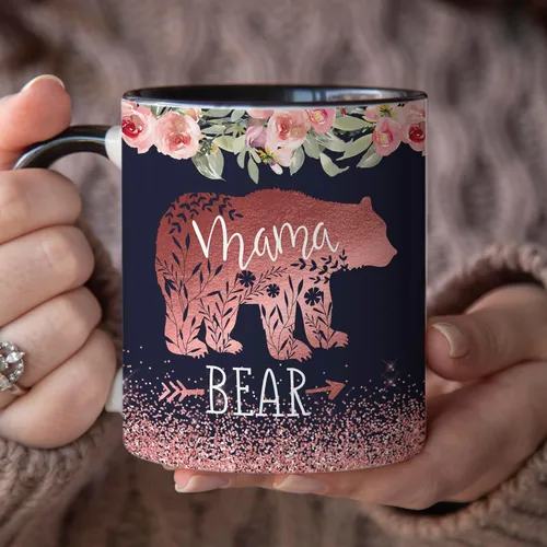 Vista 6 de YouNique Designs Taza de mamá oso, 11 onzas, taza para mamá, taza de mamá oso, taza de café única para el día de la madre de hija e hijo, Best Mom