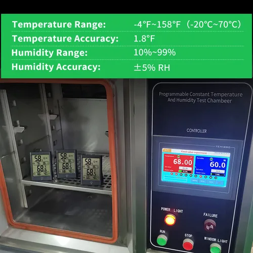 Vista 6 de Termómetro digital interior de 2.7 pulgadas, medidor de temperatura, higrómetro humidistato con registros de humedad y temperatura MAX y MIN
