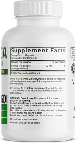Vista 2 de Bronson Moringa Cápsulas extra fuertes Moringa Oleifera en polvo, 60