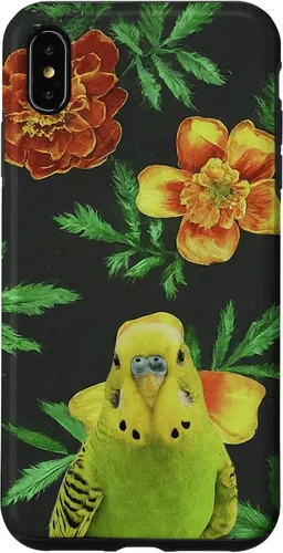 Vista 7 de iPhone 15 Parakeet Budgie Marigolds Orange Yellow Plant Pattern Case
