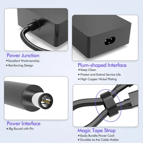 Vista 5 de 199W 15.35V 12.96A Cargador Adaptador de CA Compatible con Microsoft Surface Docking Station 2, Modelo 1931 1917 Microsoft Surface Dock 2 Cable