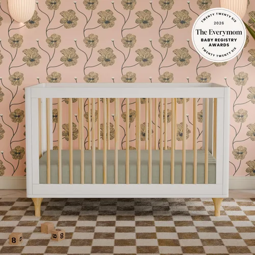 Vista 8 de Babyletto Lolly Cuna convertible 3 en 1 con kit de conversión de cama para niños pequeños en blanco y natural, certificado Greenguard Gold