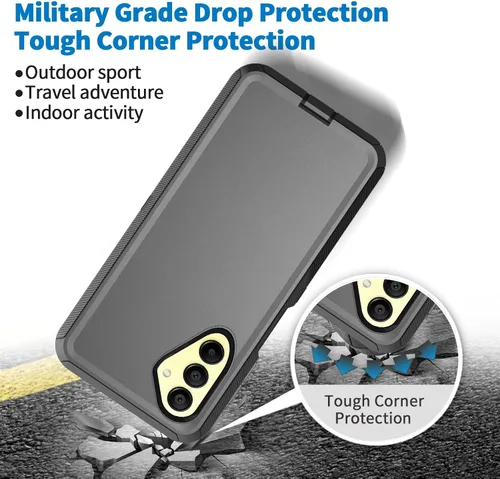 Vista 6 de Funda para Samsung Galaxy A17 5G, resistente a prueba de golpes, a prueba de polvo, 3 en 1, funda protectora resistente para Galaxy A17 5G (negro)