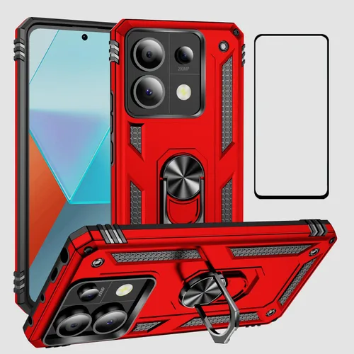Vista 90 de Funda para Xiaomi POCO X3 NFC /X3 Pro con protector de pantalla, armadura de protección militar híbrida resistente a prueba de golpes, funda Negro