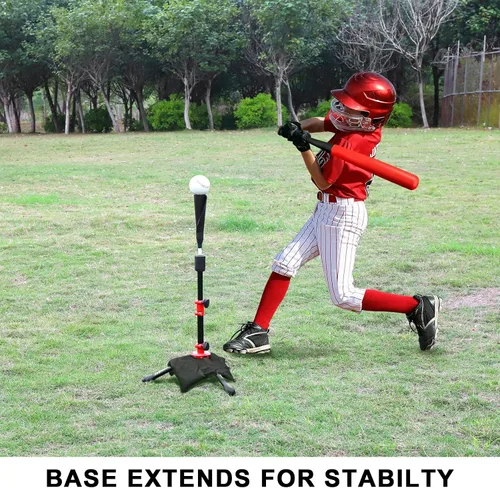 Vista 7 de Baseball Batting Tee Ball Set for Kids and Youth,with Bat & Ball Negro-Rojo B