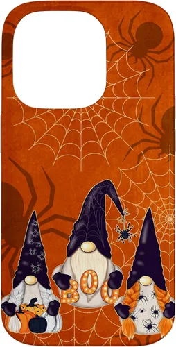 Vista 17 de iPhone 16 Spooky Halloween Gnomes Pumpkin Spider Pattern Witchy Boo Case