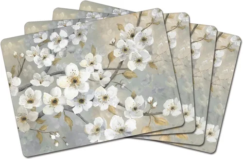 Vista 14 de Manteles Individuales Decorativos Premium de Tablero Duro para Mesa Jardín de Medianoche Negro y Blanco Paquete de 4 Fabricado en los Estados Unidos