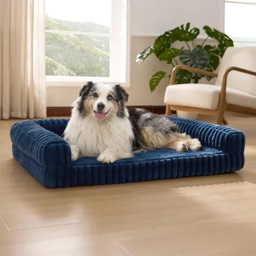 Vista 19 de Bedsure - Cama ortopédica para perros pequeños, cama impermeable de espuma viscoelástica con lados, sofá de espuma de nido de abeja para perros