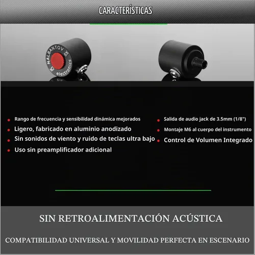 Vista 3 de Juego de micrófono para clarinete NCM 8X SC: sistema de recogida, barril de clarinete granadilla, cable y más