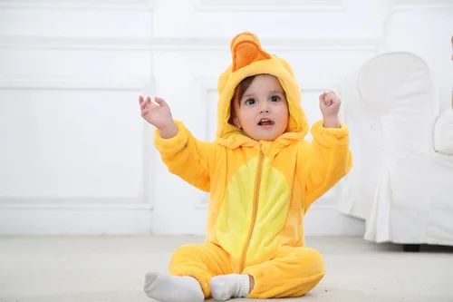 Vista 4 de Dream cosplay - Disfraz unisex para bebé, de franela animal para Halloween, ropa para el hogar Pato