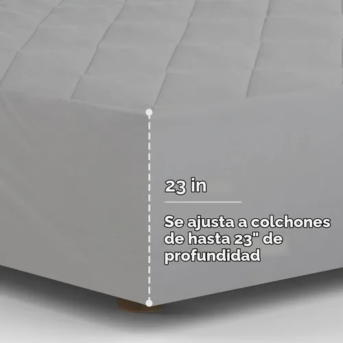 Vista 5 de Protector de colchón individual, cubrecolchón de aire acolchado suave con Gris