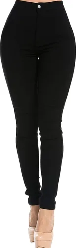 Vista 4 de Pantalones de mezclilla ajustados para mujer, de talle alto, elásticos, ajustados, con bolsillos delgados, color puro, casuales, cómodos pantalones