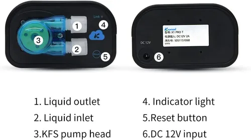 Vista 3 de Kamoer X1 PRO-T 2.4 fl oz/min pequeña bomba dosificadora automática programable del acuario Bomba peristáltica ajustable del motor de pasos