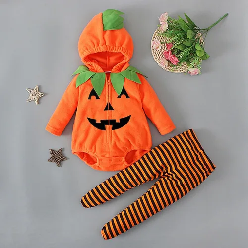 Vista 4 de Disfraz de calabaza para bebé, unisex para niños pequeños