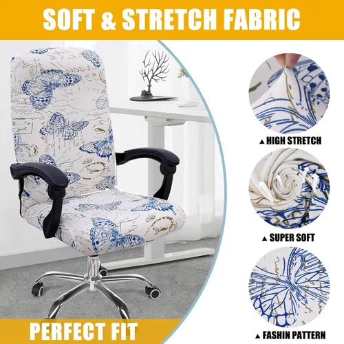 Vista 11 de Smiry fundas elásticas estampadas para silla de oficina de computadora, fundas universales para sillas giratorias de escritorio, extraíbles