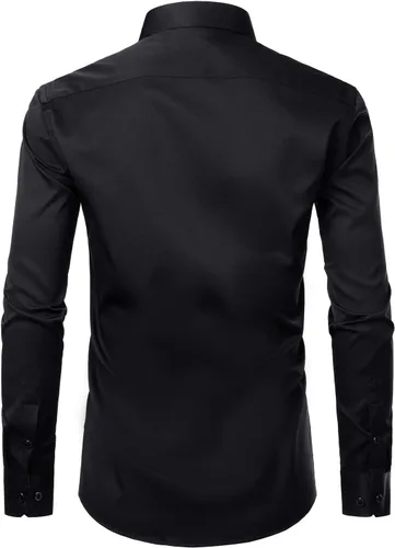 Vista 4 de ZEROYAA Camisas formales de vestir de manga larga con botones y bolsillo para hombre