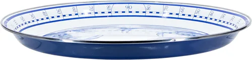 Vista 2 de Golden Rabbit Enamelware - Patrón de cangrejo azul - Bandeja redonda de 20 pulgadas para servir