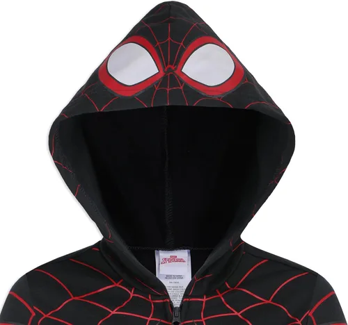 Vista 2 de Marvel Miles Morales Spider-Man - Sudadera con capucha y cremallera para niños pequeños y grandes - NegroRojo