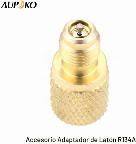 Vista 3 de Adaptador de ajuste de latón R134A, 1/4" macho a 1/2" hembra para tanque de refrigerante con núcleo de válvula, se adapta al sistema de refrigerante