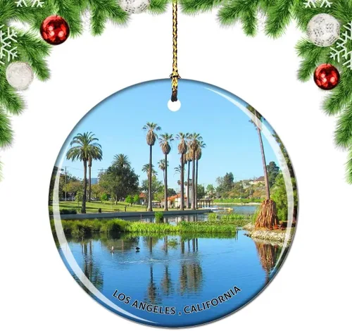Vista 30 de California Los Ángeles Battleship Museum USA Christmas Tree Adorno Decoración Colgante Colgante Decoración City Travel Souvenir Collection Porcelana