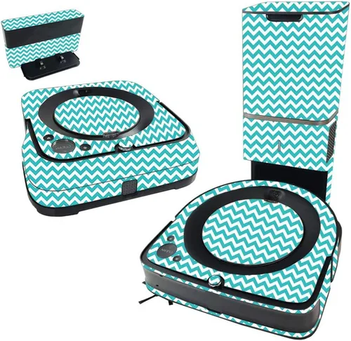 Vista 7 de MIGHTY SKINS Skin compatible con iRobot Roomba s9+ Vacuum & Braava Jet m6 Bundle – Baby Blue Jacquard y cubierta de vinilo única Fácil