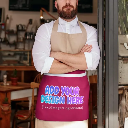 Vista 198 de AXKEUDO Delantal personalizado con bolsillos, delantales de cintura para camarera para cocinar en casa, restaurante, servir trabajo
