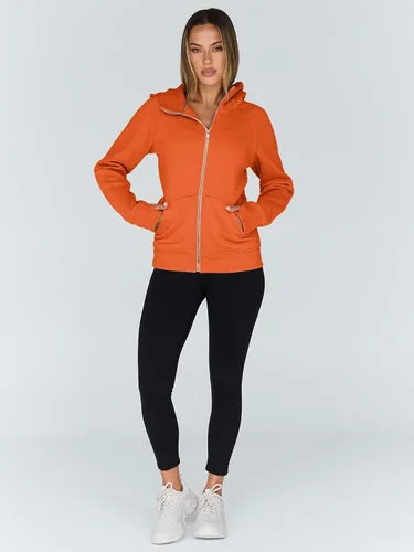 Vista 18 de Trendy Queen Sudaderas con capucha y cremallera para mujer, chaquetas de vellón, talla extragrande, moda de otoño e invierno