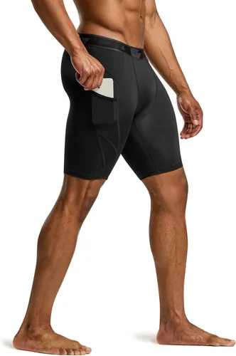 Vista 9 de TSLA Men's Athletic Compression Shorts, Active Cool Dry Sports Performance Running Tights with Pocket