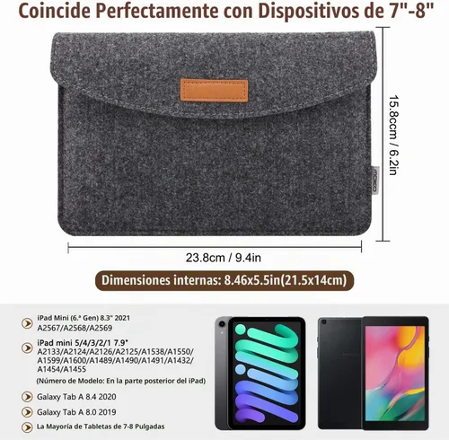 Vista 2 de Moko Funda de 7-8 pulgadas, funda protectora portátil para tableta de Gris-oscuro