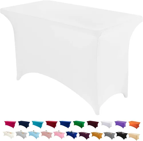 Vista 39 de Peomeise - Funda de mesa de elastano de 4 pies, mantel rectangular elástico de elastano (verde manzana, 4 pies)