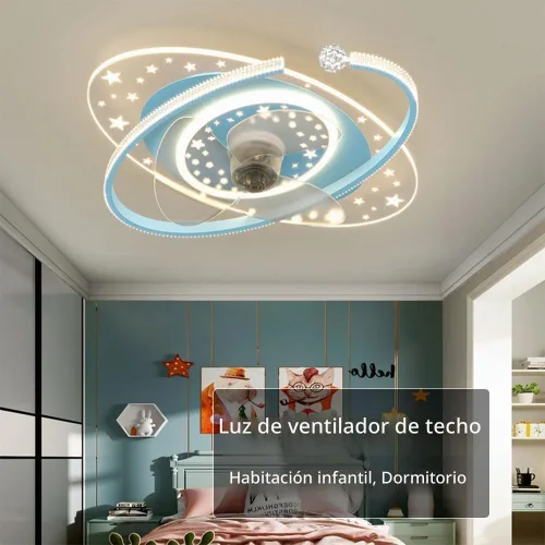 Vista 6 de Ventilador de techo azul de 20 pulgadas para niños con luz, montaje