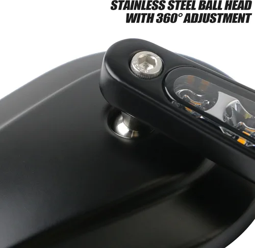 Vista 2 de Espejos retrovisores Muscle Pacewalker con luces LED de señales direccionales para H-arley Davidson VROD V-Rod VRSCF Negro