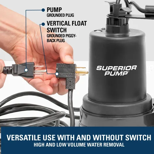 Vista 6 de Superior Pump 92372 Bomba de sumidero de termoplástico con interruptor vertical de flotador, 92572, 100.00 volts